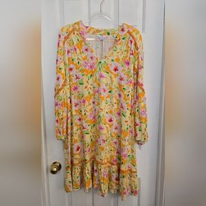 Crown & Ivy Knee Length 3/4 Sleeve Floral Dress XXL
